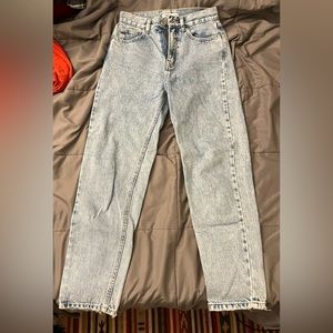 Acid wash blue mom jeans